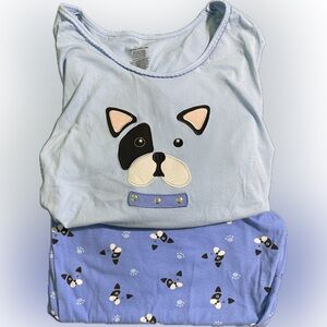 Secret Treasures Blue and Black Pajama Set with Adorable Dog Print
